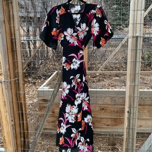 Japna dark floral wrap maxi dress